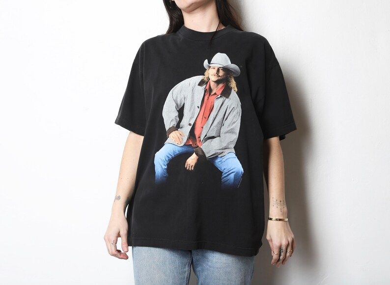 Vintage Alan Jackson 1990S Country Music Tour Black T Shirt 1990 Top Arge