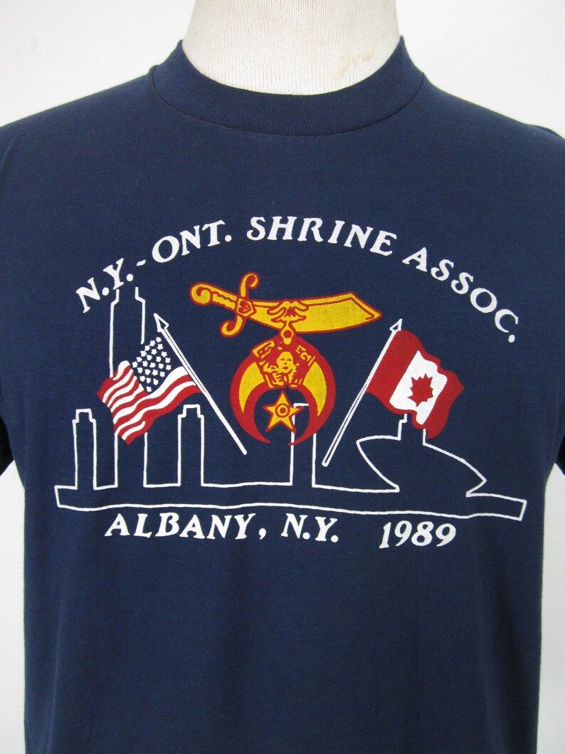 Vintage Albany Ny Shriners T Shirt Blue 5050 Screen Stars
