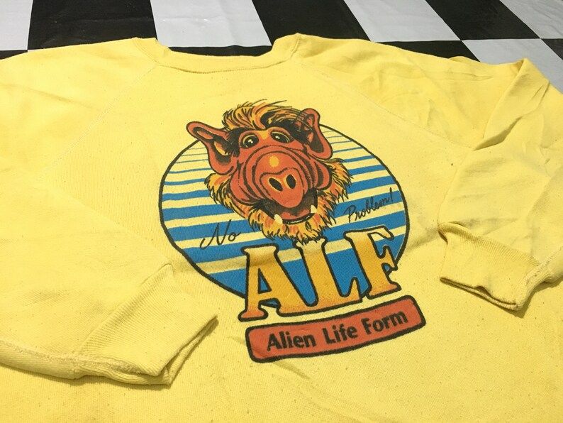 Vintage Alf Alien Life Form Sweater Boar Print 80S Sweaters Made In Usa vintage alf alien life form sweater boar print 80s sweaters made in usa