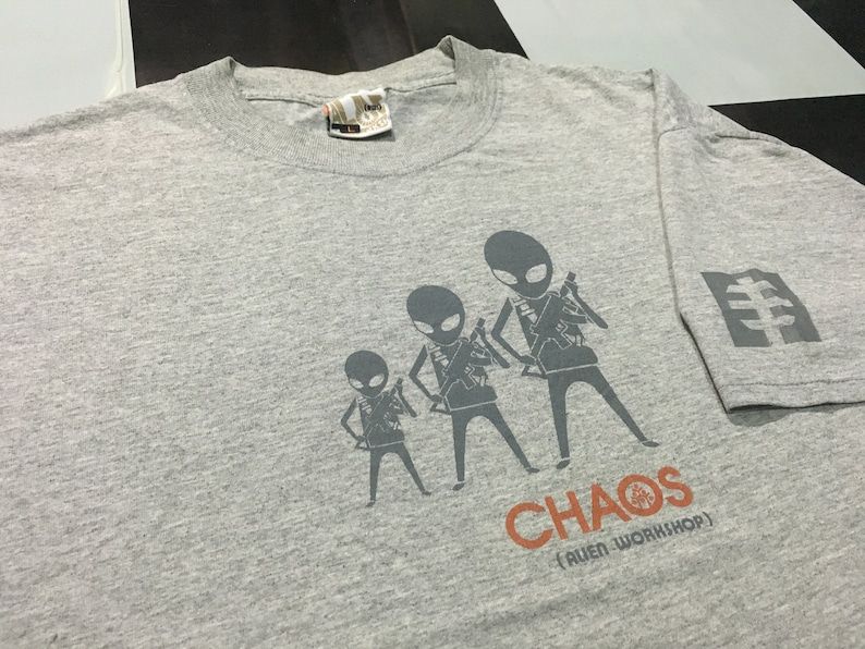 Vintage Alien Workshop Shirt Alien Chaos Gray Good Condition 90S Skate Clothing