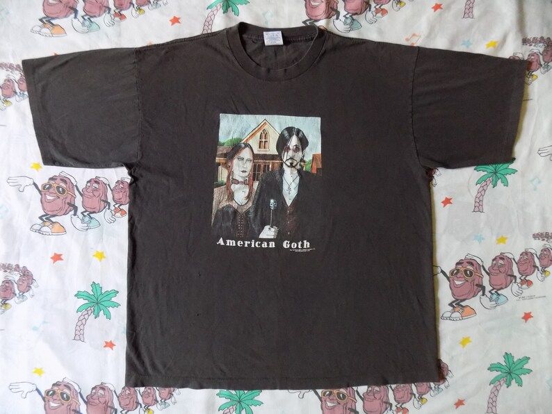Vintage American Goth T Shirt Funny American Gothic Spoof