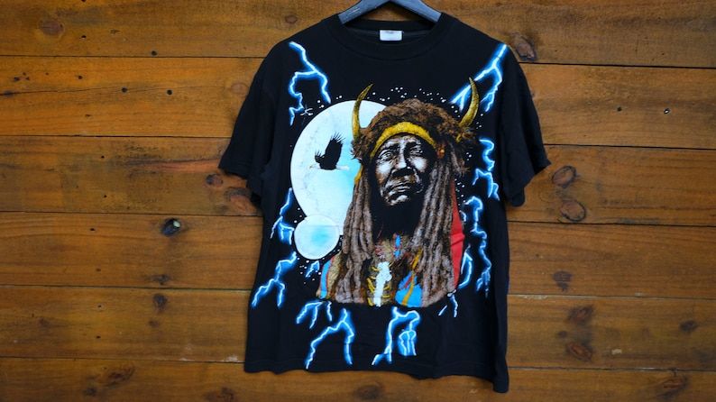 Vintage American Thunder T Shirt Arge Single Stitch Native American