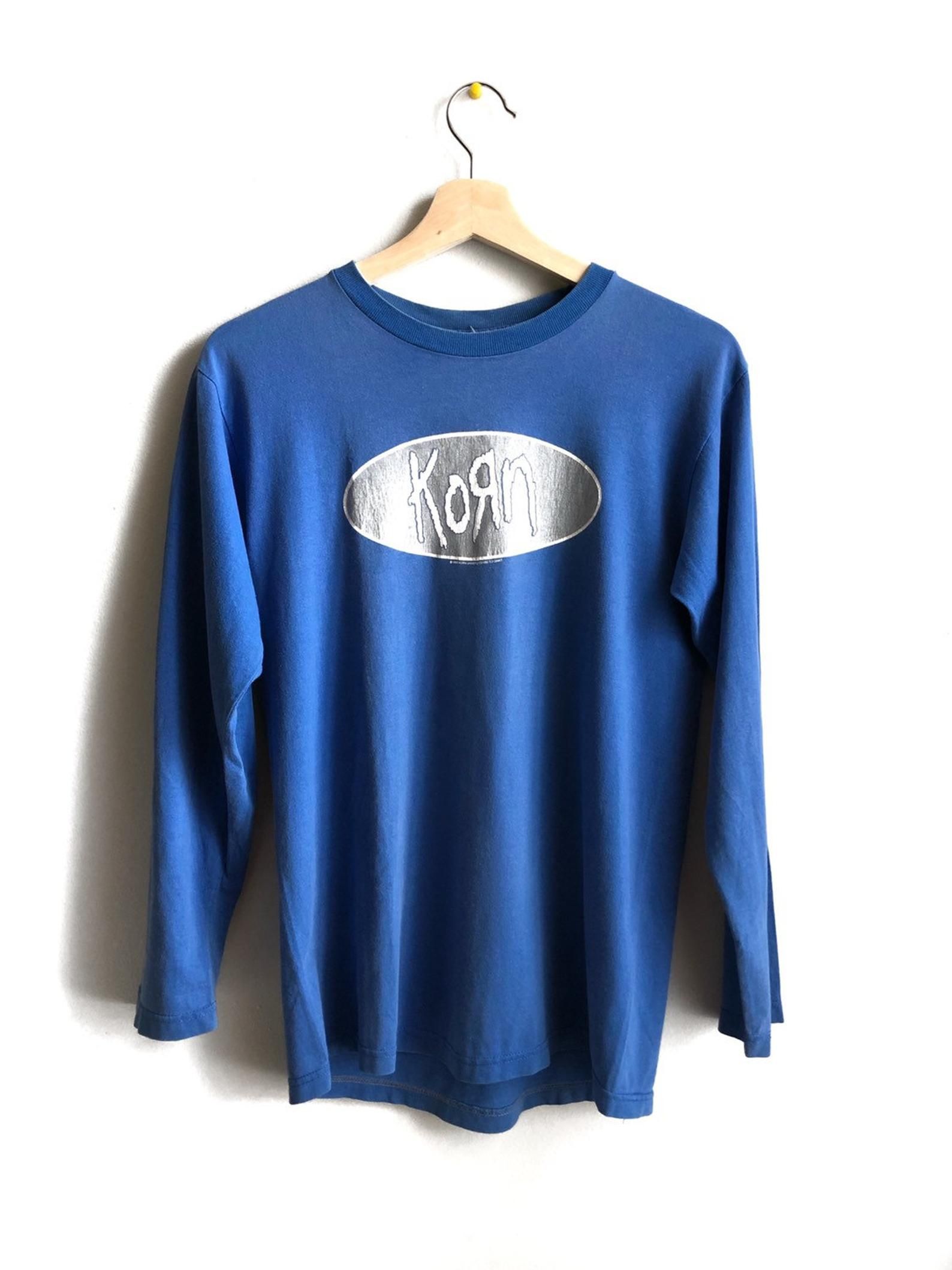 Vintage And Rare Korn First Adt Blue T-Shirt S1998