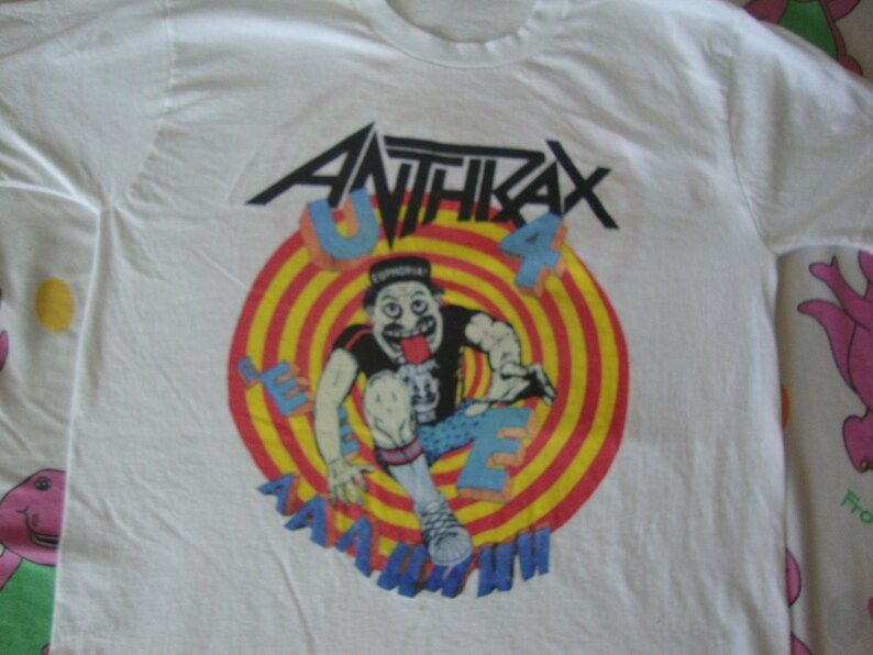 Vintage Anthrax State Of Euphoria Heavy Metal Concert Tour Large T Shirt Adult