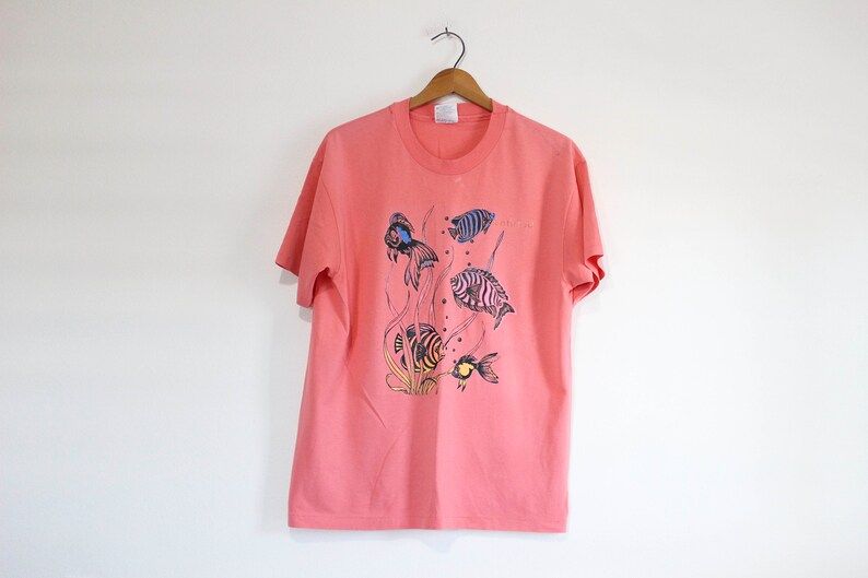 Vintage Antigua Caribbean Tropical Fish T Shirt Large