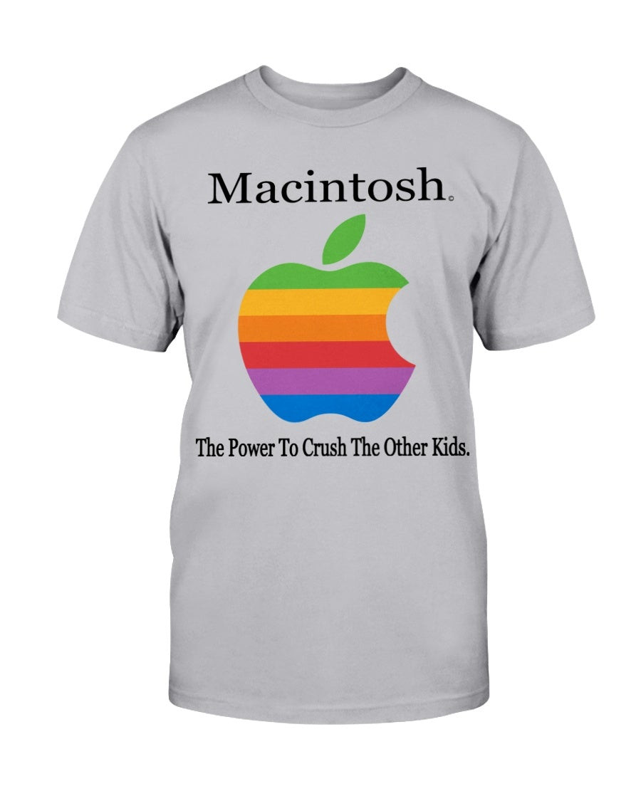 Vintage Apple Macintosh Shirt Rainbow Apple Big Logo The Power To Crush The Other Gray T Shirt 211126