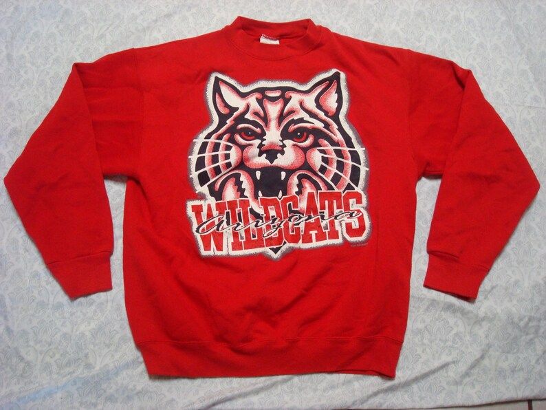 Vintage Arizona Wildcats Sweatshirt Red Wilbur Tucson Tultex 90S Mens Large Made In The Usa