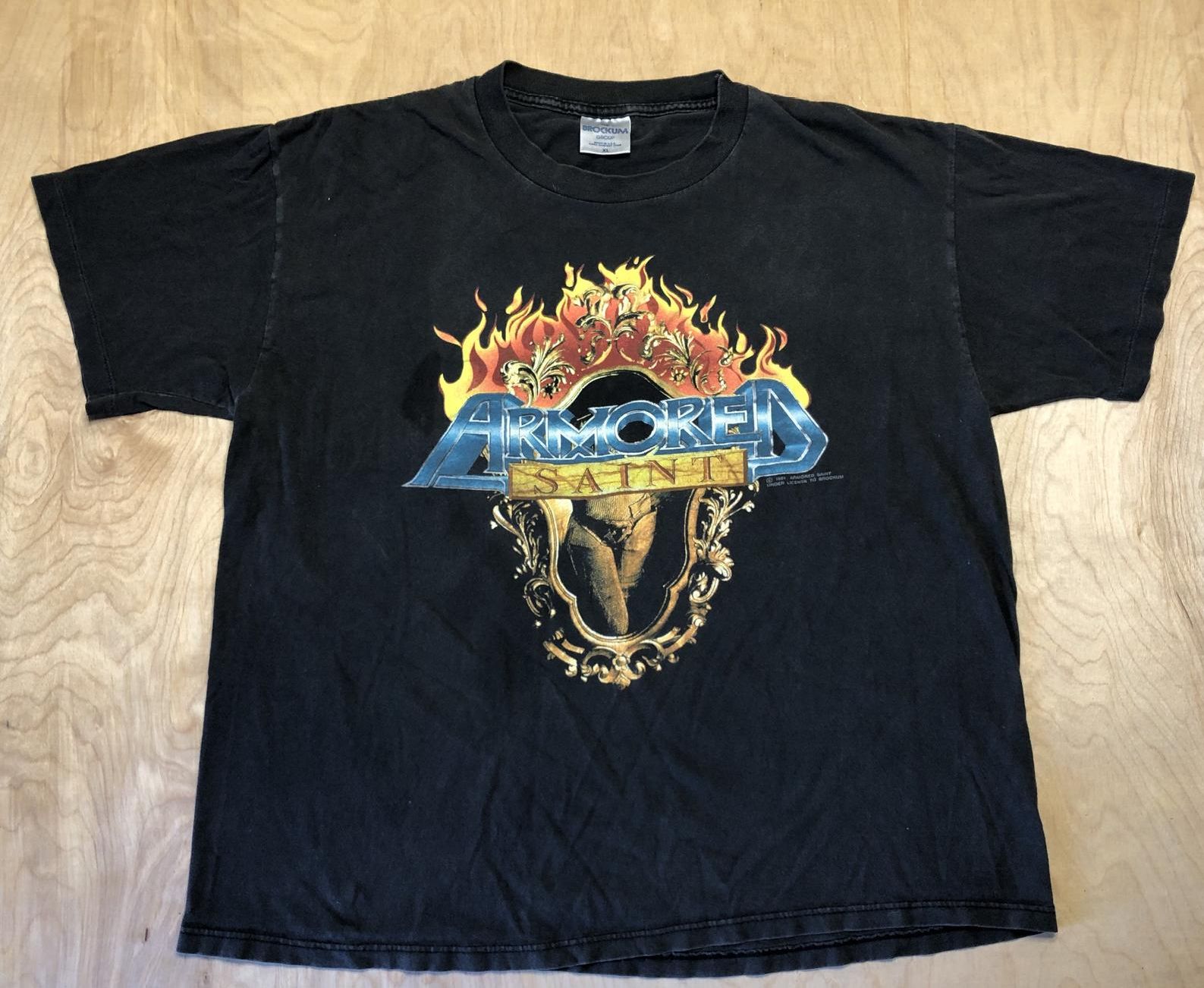 Vintage Armored Saint T-Shirt 1991 90S Sos Tour Brockum Shirt Single Stitch Band Heavy Metal Tee