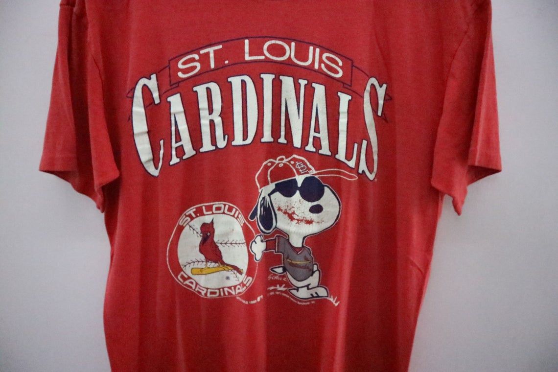 Vintage ARTEX MLB 1989 ST Louis Cardinals Jeo Cool Shirt Big Logo Cartoon Funky