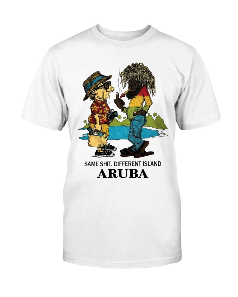Vintage Aruba Same Sht Different Island 1990S Cartoon Stoner Humor Travel Tourist Destination T Shirt 211123