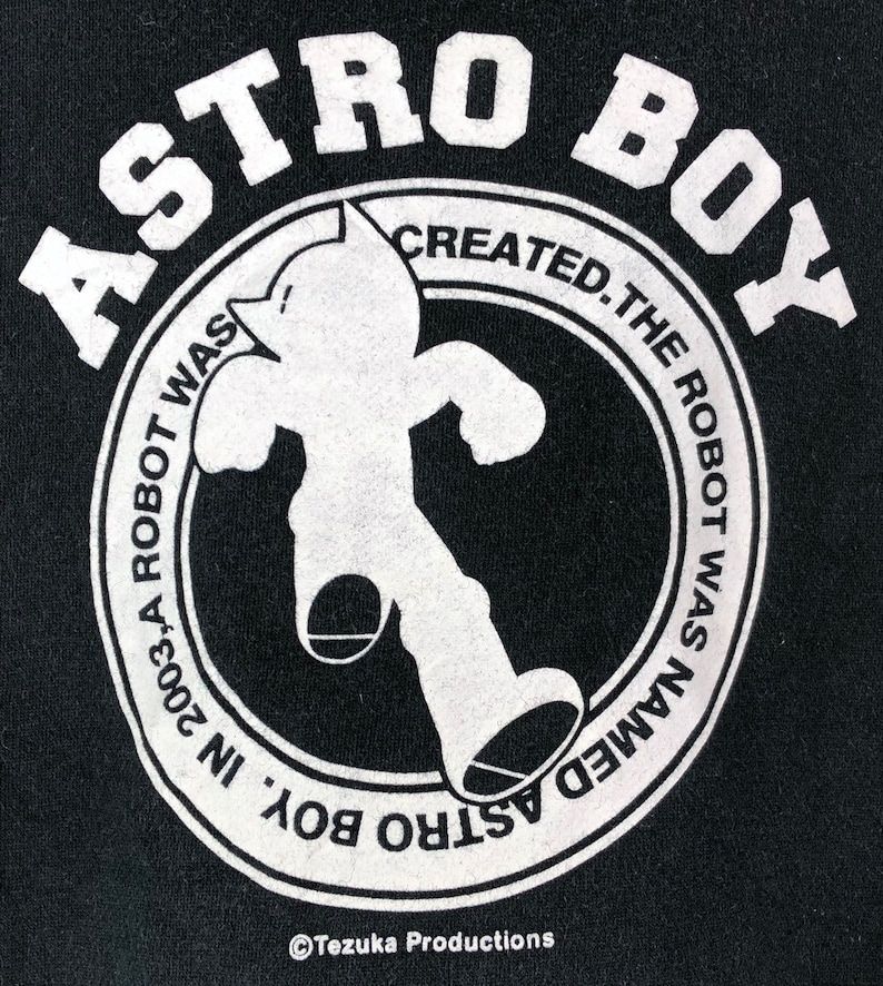 Vintage Astro Boy Sweatshirt Big Logo Spellout Pullover Tezuka Production Sweatshirt Jumper Pullover Mighty Atom