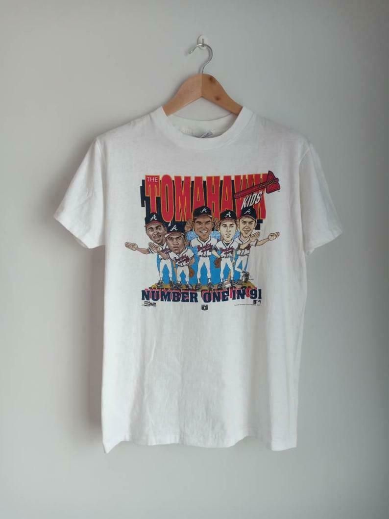 Vintage Atlanta Braves Caricature 90'S Baseball Shirt Unisex Sport Tee