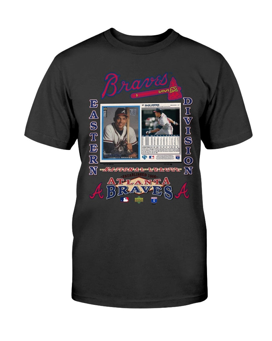 Vintage Atlanta Braves T Shirt David Justice Upper Deck 1994 Promo Tee Eastern Division Official Mlb Sport Attack T Shirt 211013