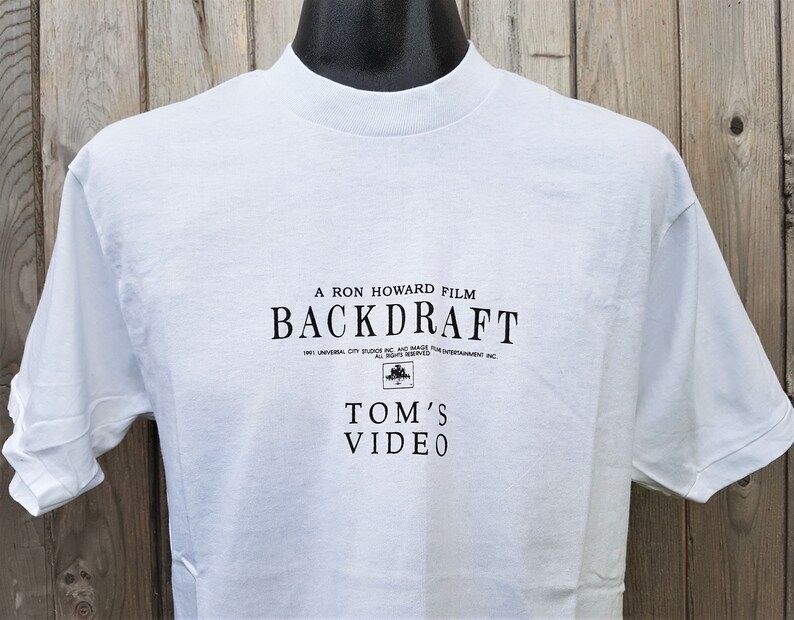 Vintage Backdraft 1991 Movie Toms Video Rental Promo T Shirt Fruit Of The Loom L Firefighter Film Shirt Universal City Studios Fire Dept