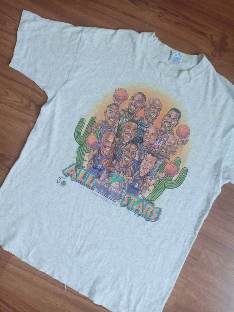 Vintage Basketball Nba All Star Game Caricature 90'S Shirt