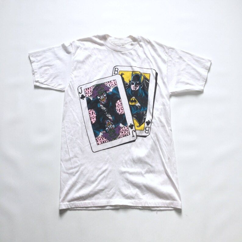 Vintage Batman And Joker 50 50 T Shirt Single Stitch Bootleg Vtg 80S 90S
