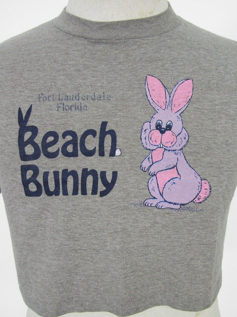 Vintage Beach Bunny T Shirt Cropped Running Shirt Fort Lauderdale Florida Womens Med