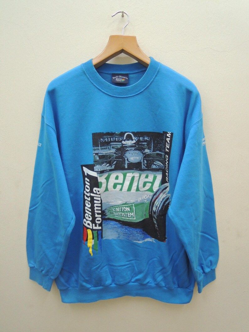 Vintage Benetton Formula 1 Racing Sweatshirt Pull Over Sportswear