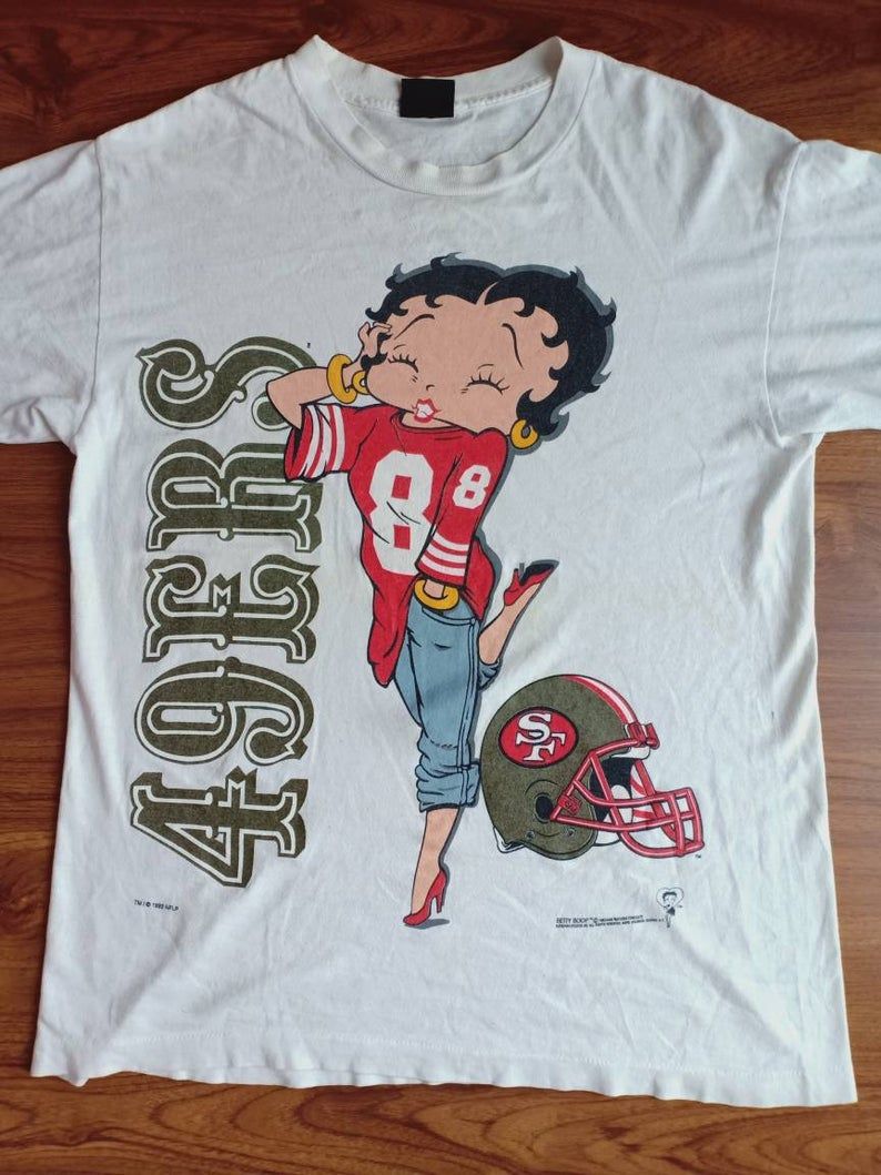 Vintage Betty Boob 49Ers 90'S Nfl Football Cartoon Movie Soft And Thin Shirt