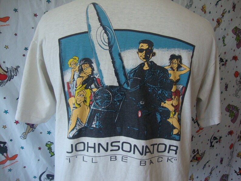 Vintage Big Johnson The Terminator Movie Arnold Schwarzenegger T Shirt Adult
