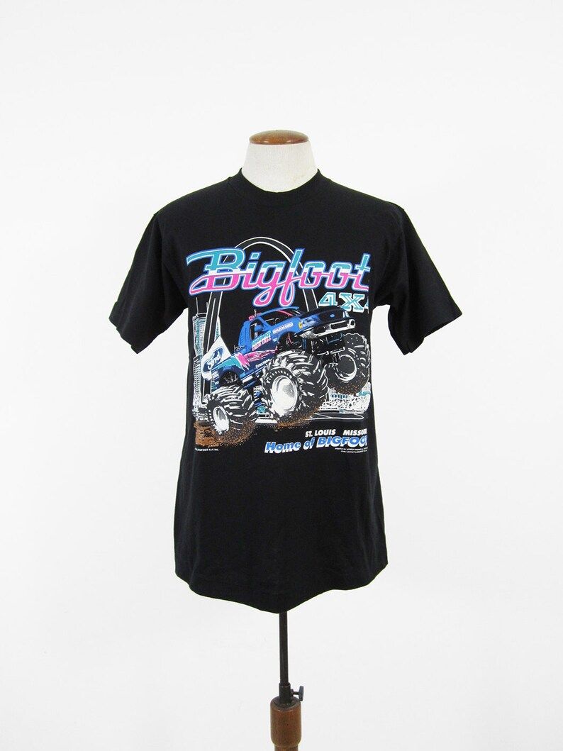 Vintage Bigfoot Monster Truck T Shirt 1990S Black Cotton Tee Made In Usa