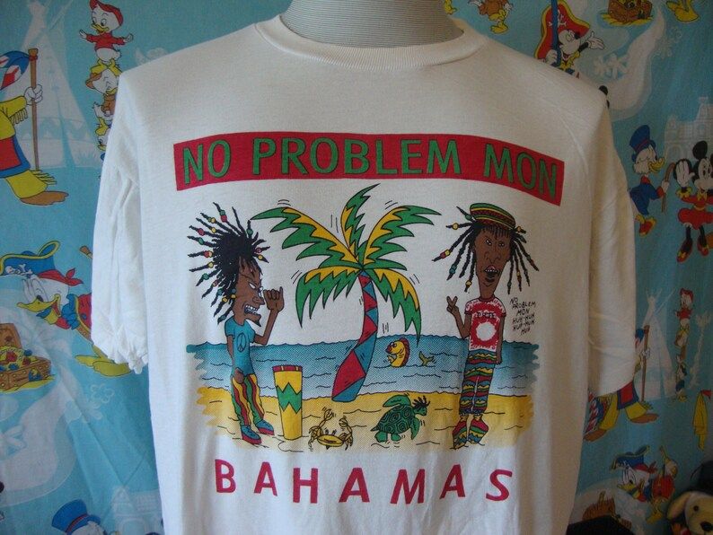 Vintage Black Beavis Butt Head Reggae No Problem Mon Bahama Tourist Punk Rock Cartoon Mtv