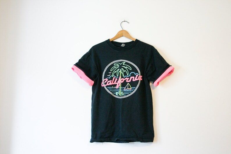 Vintage Black California Neon T Shirt