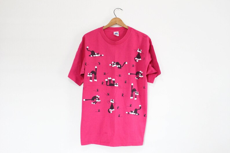 Vintage Black Cat T Shirt Rare Design Shirt