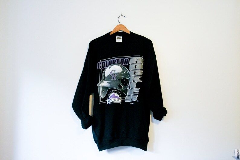 Vintage Black Colorado Rockies Baseball Sweatshirt