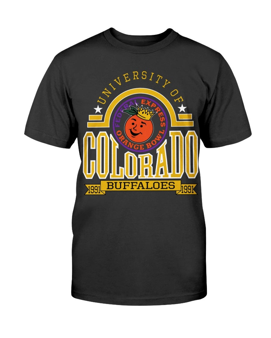 Vintage Black University Of Colorado Buffaloes 1991 Orange Bowl T Shirt 091121