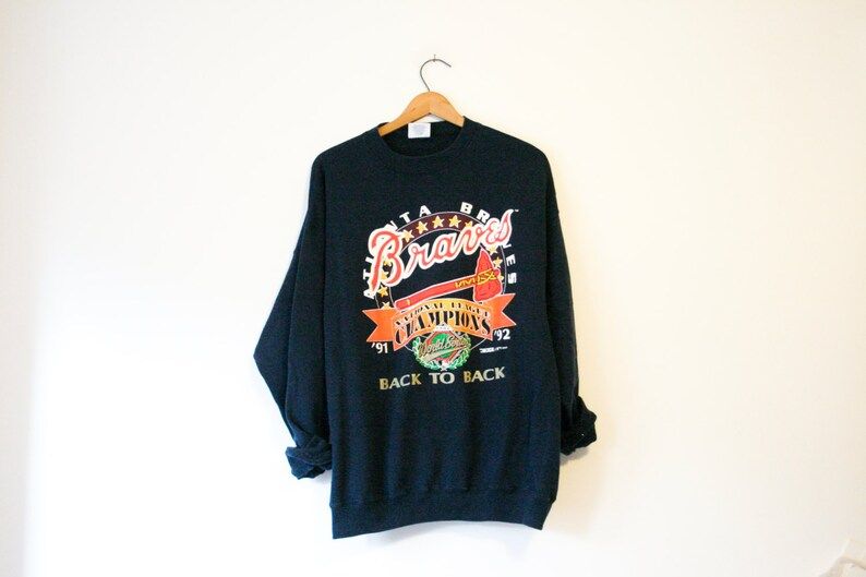 Vintage Blue Atlanta Georgia Braves Baseball National League Champions World Series Sweatshirt