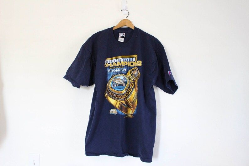 Vintage Blue Denver Broncos Football Super Bowl Xxxiii T Shirt