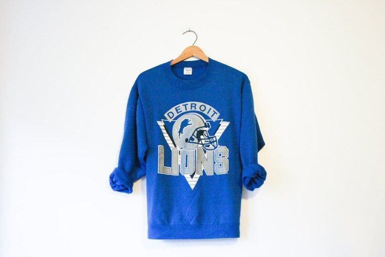 Vintage Blue Detroit Michigan Lions Football Sweatshirt