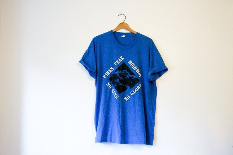 vintage blue pikes peak colorado highway t shirt