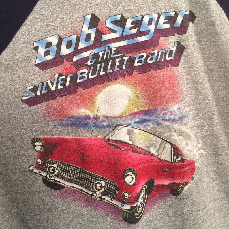 Vintage Bob Seger Tour Promo Baseball Shirt 80S Bob Seger & The Silver Bullet Band The Distance 1983 Tour Raglan Sleeve Style Tee