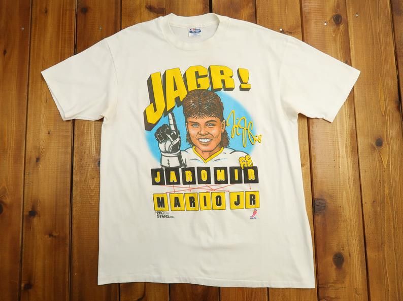 Vintage Boston Bruins Nhl Jarom??r J??gr 68 Caricature Single Stitch Shirt
