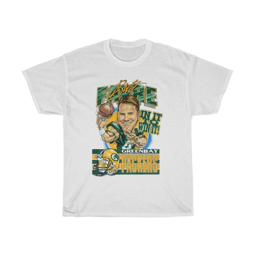 Vintage Bret Favre Green Bay Packers Caricature Shirt 1995 Nfl Football Unisex Heavy Cotton Tee 211112
