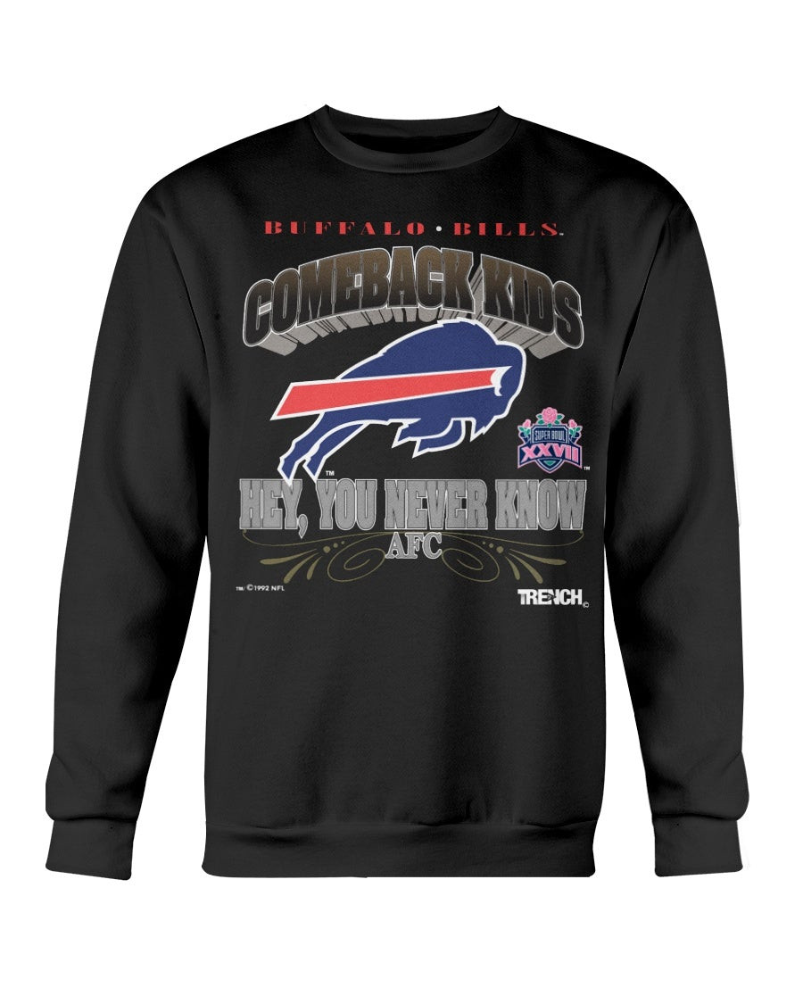 Vintage Buffalo Bills Black Sweatshirt Super Bowl Xxvii 1992 Trench Sweatshirt 211230