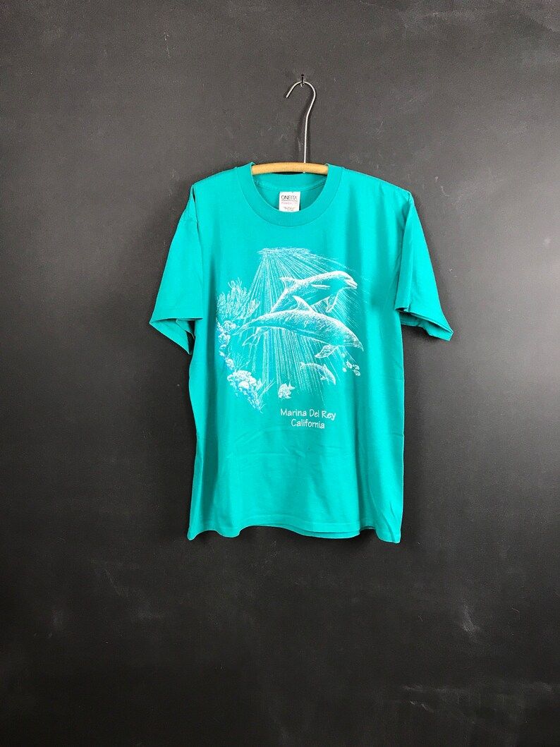 Vintage California Tshirt Teal Blue Soft And Worn Large Usa Made