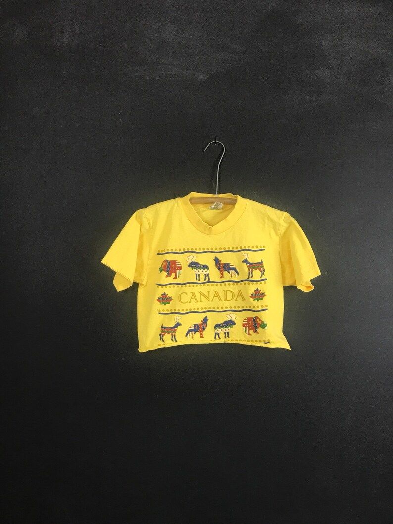 Vintage Canada Cropped T Shirt 90S Graphic Tee