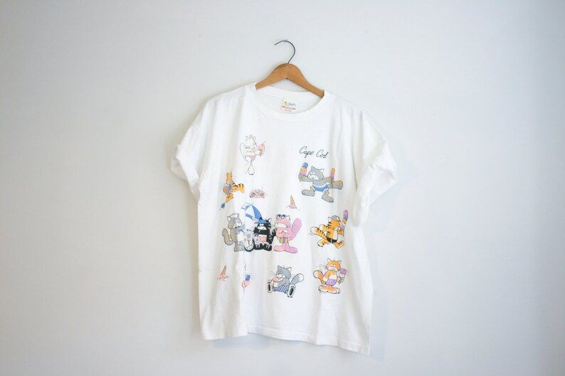 Vintage Cape Cod Cats With Ice Cream Screen Print T Shirt