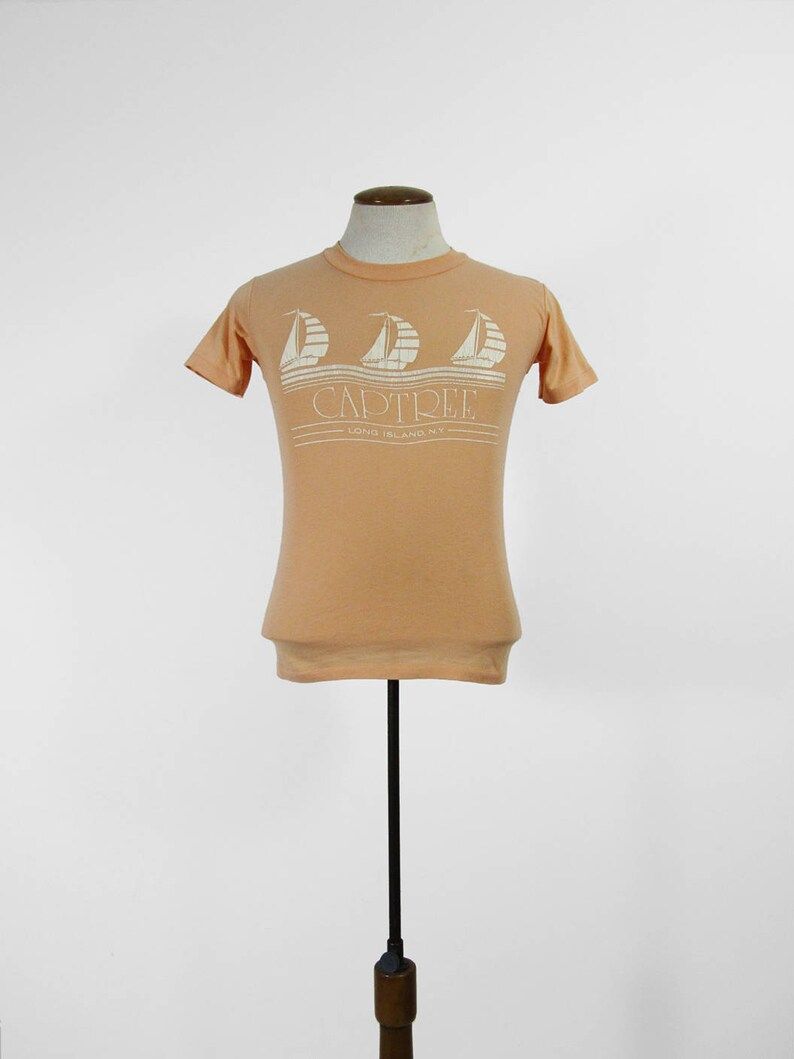 Vintage Captree Long Island T Shirt Orange Pink Tee Made In Usa