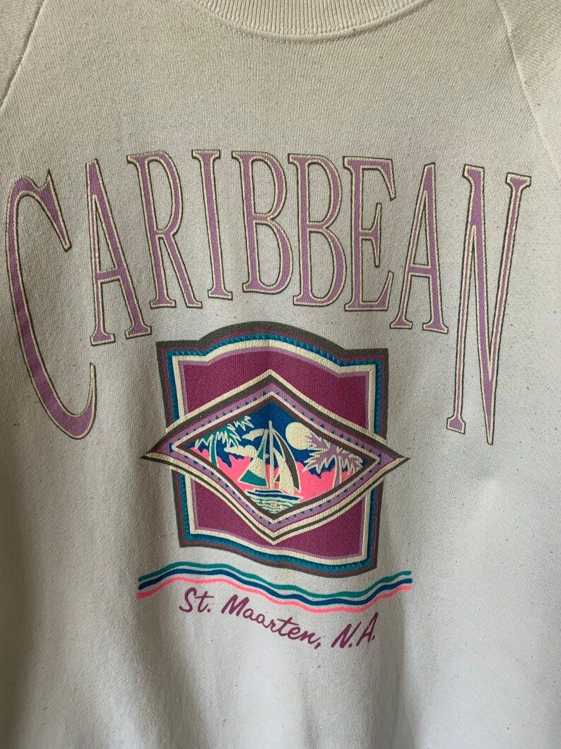 Vintage Caribbean St Maarten Sweatshirt 1990S 90S St Maarten Netherlands Caribbean Tourist T Shirt