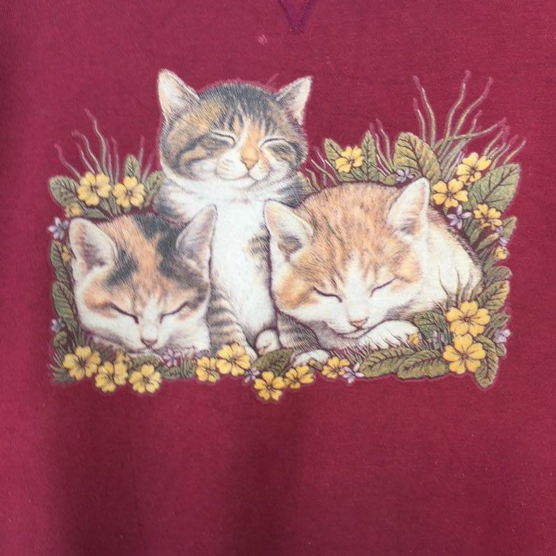 Vintage Cat Lover Sweatshirt Print Out Logo Sweatshirt Pulover Jumper Sweatshirtcat Wear