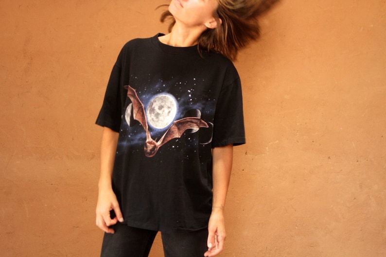Vintage Cave Bats All Over Print Arizona Kartchner Caverns 90S Black Moon T Shirt