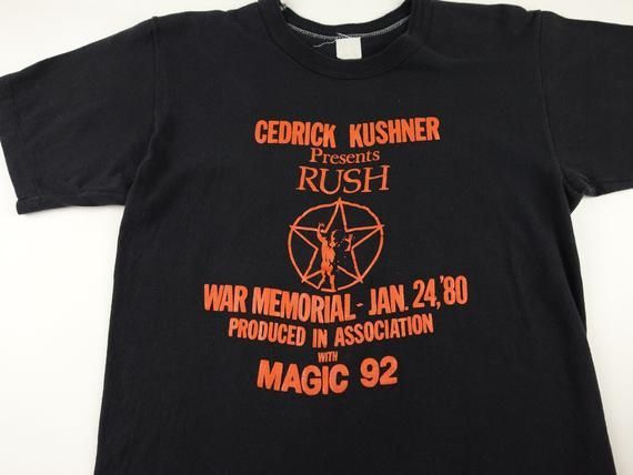 Vintage Cedrick Kushner Presents Rush - War Memorial Jan 24 '80 Vintage shirt