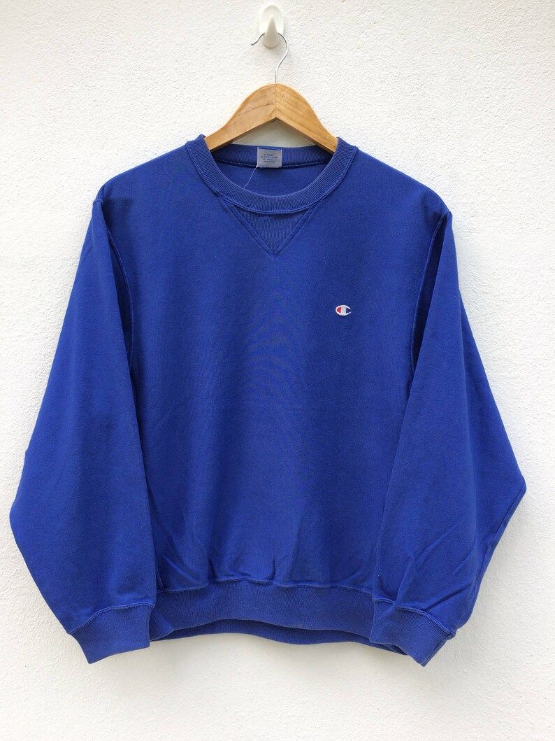 Vintage Champion Logo Blue Crewneck Sweatshirtbig Logot Shirtjacketsportwear