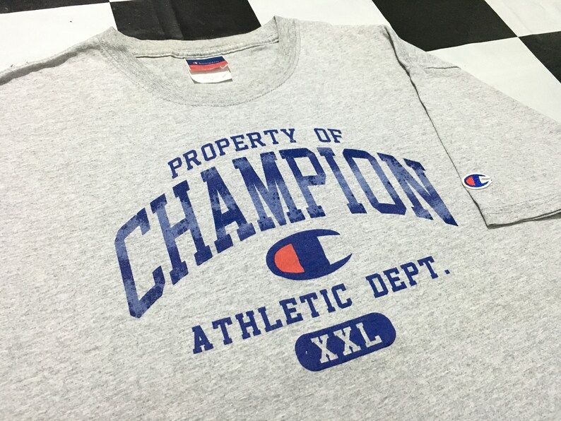 Vintage Champion T Shirt Big Logo Spell Out