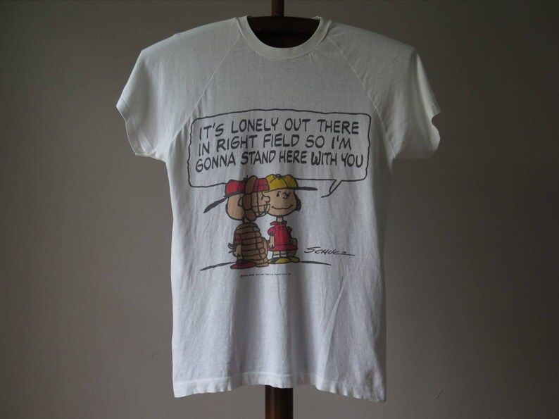 Vintage Charlie Brown Tshirt Charlie Brown Baseball 80S Peanuts Comic Strip Tshirt Lucy Van Pelt M Schulz Tee Rare Cteharlie Brown 80S