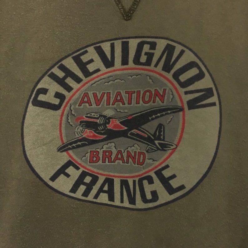 Vintage Chevignon France Aviation Crewneck Sweatshirt